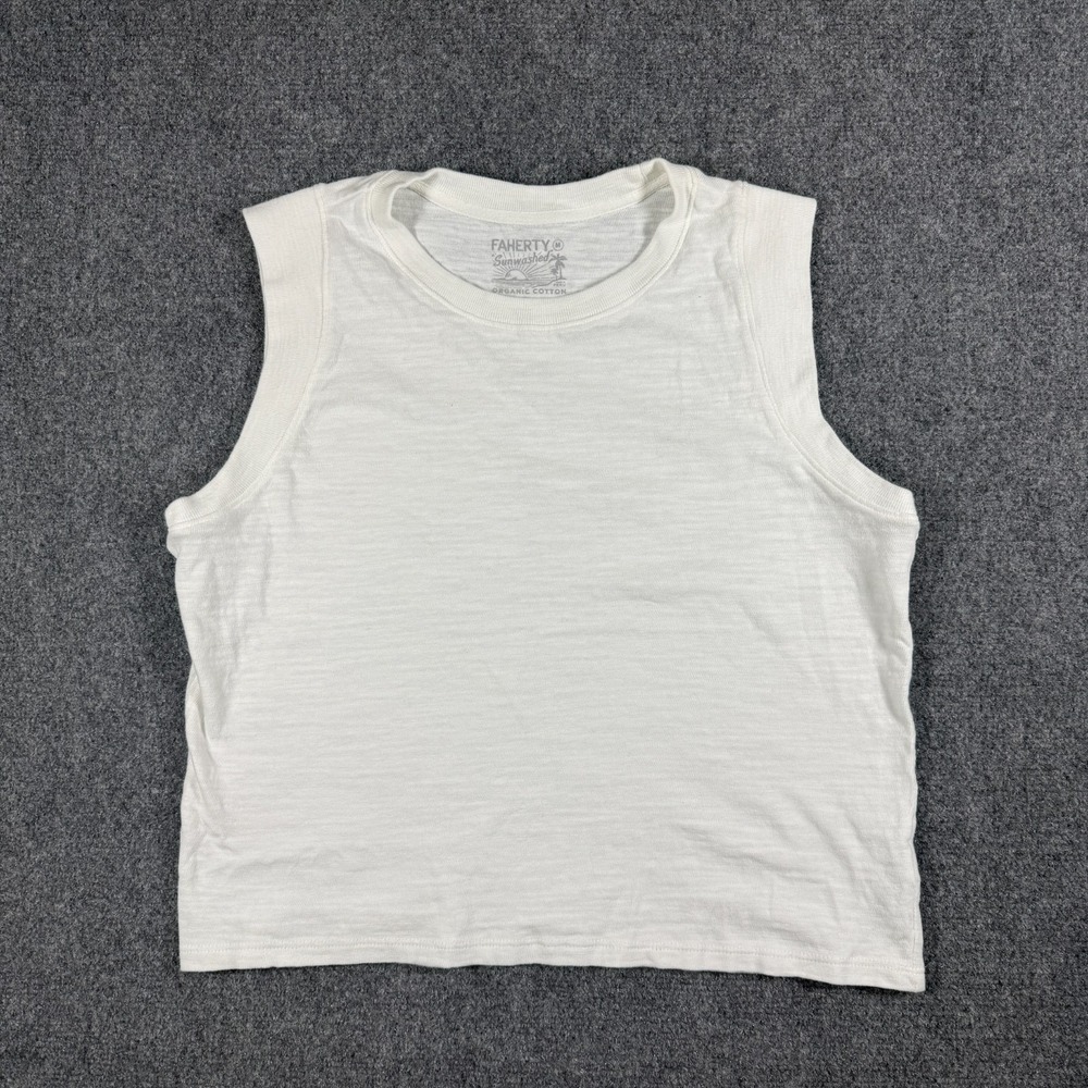 Faherty Sunwashed Slub Muscle Tank White Size Womens Medium Sleeveless Summer